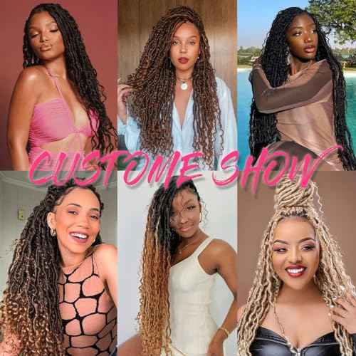 30 Inch Goddess Locs Crochet Hair 8 Packs Ombre Crochet Goddess locs Boho Hippie Locs Hair Faux Locs Crochet Hair with Curly Ends Pre-looped River Locs Crochet Hair for Black Women(T30#)
