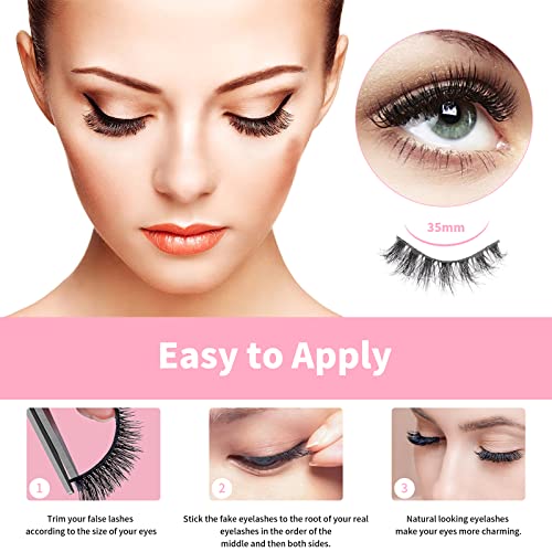 Mebver Cat Eye Lashes - Faux Mink False Eyelashes, 7 Pairs