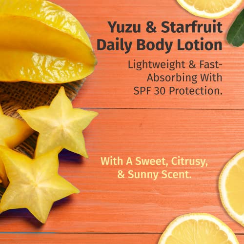 Hempz Yuzu & Starfruit Daily Herbal Lotion with Broad Spectrum SPF 30 - Fragranced, Paraben-Free Sunscreen and Moisturizer with 100% Natural Hemp Seed Oil for Women - Premium Skin Care Products