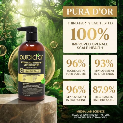 PURA D'OR Invigorating Biotin Conditioner 16oz for Thinning Hair - Moisturizing & Volumizing