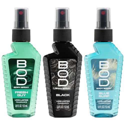 BOD Man Body Spray Gift Set - 3 Piece Black, Fresh Guy, Blue Surf
