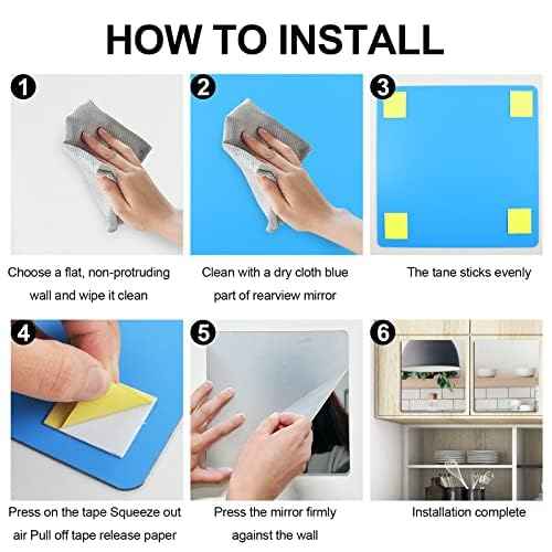 Ausbond 4 Pack Self-Adhesive Acrylic Square Mirrors (12 x 14 in), Frameless Wall Stickers Set for Bathroom/Home Gym/Dors