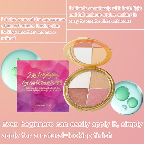 4-in-1 Eye & Cheek Palette with Brushes | Eyeshadow, Blush, Highlighter