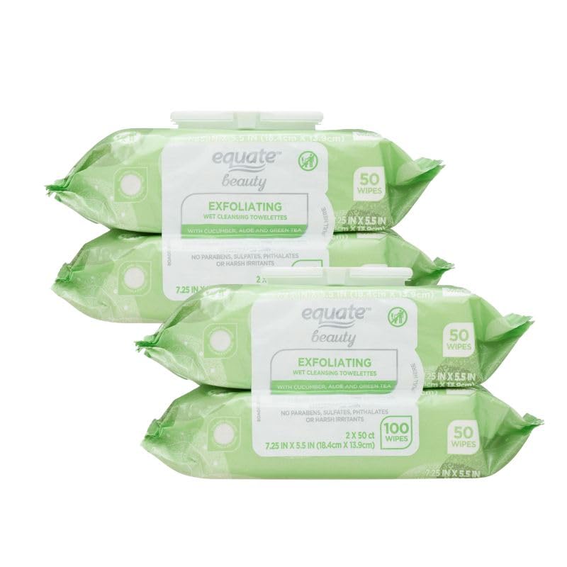 Equate Exfoliating Makeup Remover Wipes, 200 Count