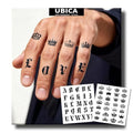 Semi Permanent Tattoo Old English Letters & Crowns 2 Sheets
