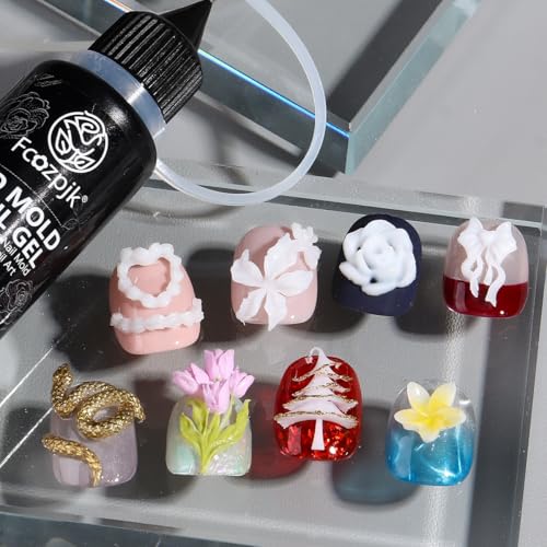 Fcozpjk 3D Sculpting Gel 15g White for Nail Charm Molds, Quick Dry UV/LED