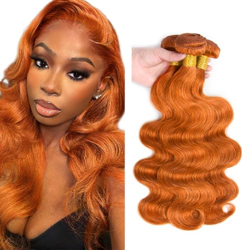 WuvuSnm Ginger 350 Body Wave Hair Bundles 28/30/32 in 150g Orange-#350BB 50g Each