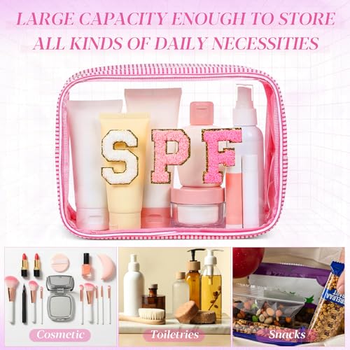 Sanwuta Seersucker Makeup Bag - Large Clear Travel Toiletry Pouch