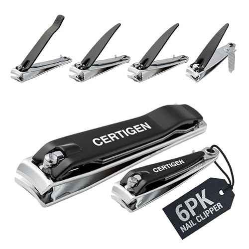 Nail Clippers Set 6 -Pack - Includes Toenail Clippers, Fingernail Clippers, and Finger Nail Clippers for Adults ? Mens Stocking Stuffers for Men and Women, Toe Nail and Fingernail Clipper Kit
