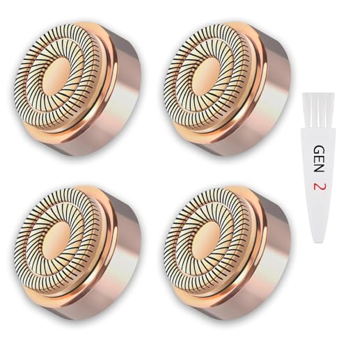 4 Pack Replacement Heads for Flawless Gen 2 Facial Hair Remover - Hypoallergenic, Dual-Head Design, Includes Cleansing Brush