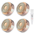 4 Pack Replacement Heads for Flawless Gen 2 Facial Hair Remover - Hypoallergenic, Dual-Head Design, Includes Cleansing Brush