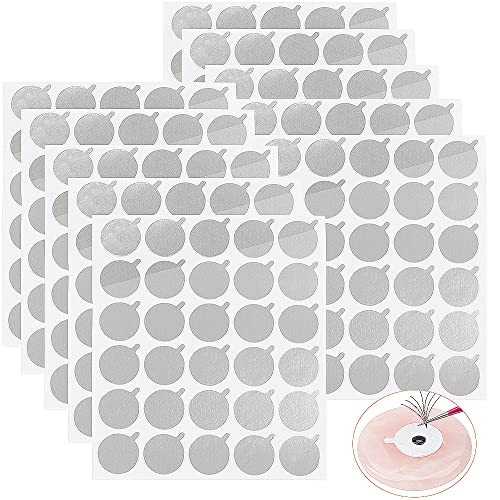 900 Pcs Eyelash Extension Adhesive Glue Pallet Sticker Pads, Disposable Waterproof Adhesive Holder Pad and 1 Pcs Eyelash Extension Jade Stone (Pink Sets)