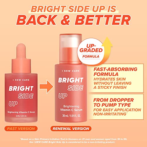 I DEW CARE Bright Side Up Brightening & Hydrating Vitamin C Serum with Niacinamide + I Dew Care Moisturizer Face Cream - Chill Kitten 1.69 Fl Oz Bundle