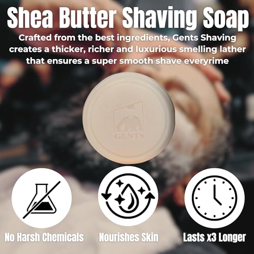 GENTS Men¡¯s Shaving Soap Set - 3 Pack Natural Fragrance Free Shave Bars with Shea Butter for Sensitive Skin, Rich Lather, Razor Burn Relief