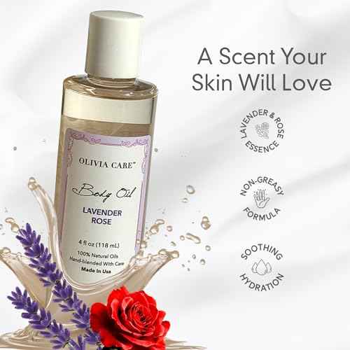 Olivia Care Body Oil Lavender Rose Vegan & Natural Perfume Oil For Women | Hydrating After Bath Oil- Infused with VITAMIN E, K & Omega Fatty Acids - Reduce Dry Skin, Anti-Aging (Lavender Rose)