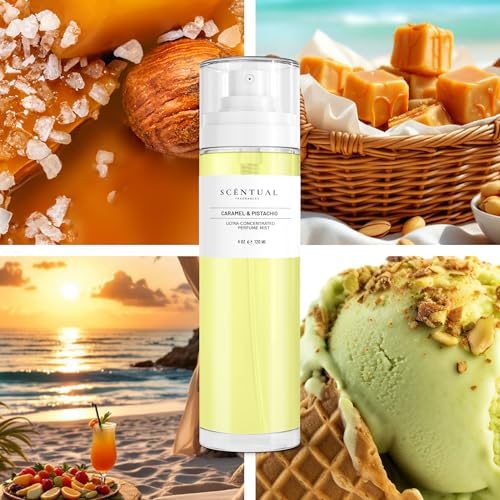 Scentual Fragrances Caramel & Pistachio Long-Lasting Vegan Perfume Mist, Women’s Gourmand Fragrance