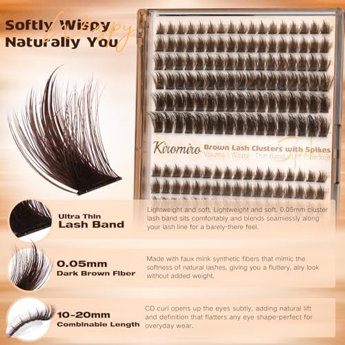 Kiromiro Brown Lash Clusters 10-20mm Wispy DIY Eyelashes
