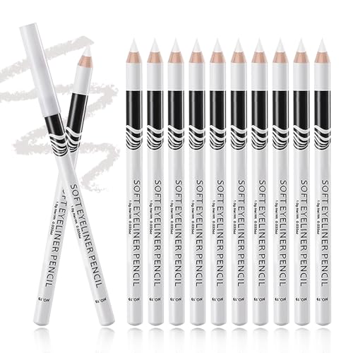 12-Piece White Eyeliner Pencil Set - Waterproof & Long-Lasting