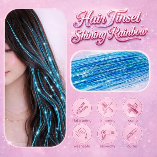 Hair Tinsel Kit - 3200 Strands, 48 Inch Fairy Hair Extensions