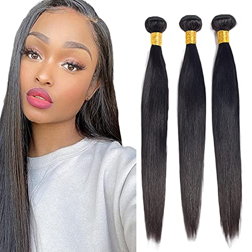 24 Inch Straight Human Hair Bundles - #1B Natural Black, 3 Pack