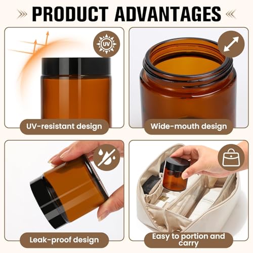 4 oz Amber Glass Jars with Lids (30 Pack) – UV-Protective