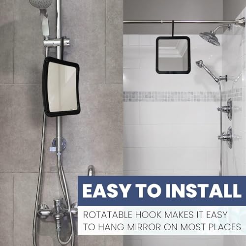 Mirrorvana Hanging Fogless Shower Mirror with 360° Swivel Hook