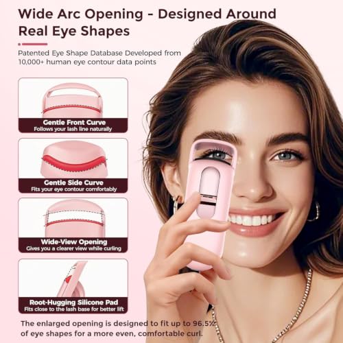 Heated Eyelash Curler with Anti-Burn Silicone Pad - 2 Heat Levels