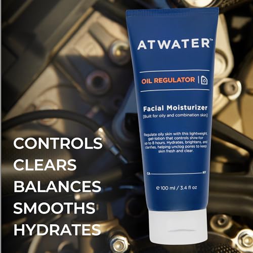 ATWATER Oil Regulator Men's Face Moisturizer, Oil Control Complex with Salicylic Acid and Niacinamide, Lightweight Unscented Formula for Oily Skin - 3.4 oz