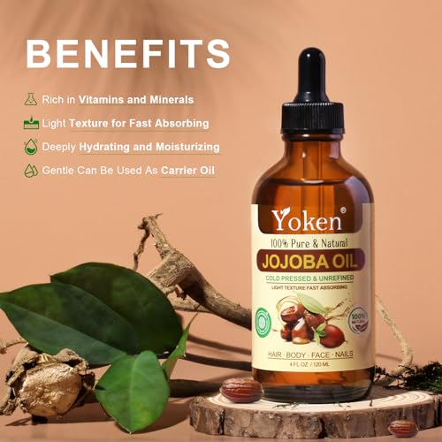 Jojoba Oil 4oz & Castor Oil 16oz Set: Both in Glass Bottle, 100% Pure & Natural, EWG Verified, Cold Pressed, Virgin, Hexane Free - Best Carrier Oils Hair Oils Facial Oils, Hydrating & Nourishing