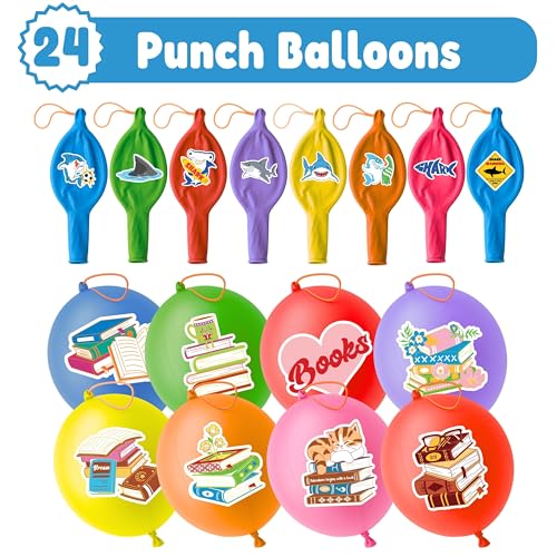 Book Party Favors Set - 72 PCS (48 Tattoos, 24 Balloons)