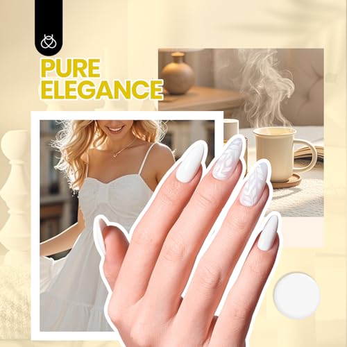 Beetles White Gel Nail Polish Kit with UV Light - 5 Pcs DIY Starter Set