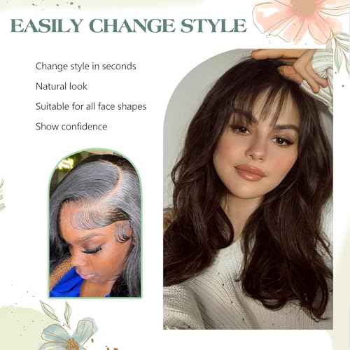 Brown Hair Topper With Bangs Real Human Hair Toppers For Women With Thinning Hair 360¡Æ 3D Cover Hair Pieces with Bangs For Women (12Inch, Brown with Bangs)