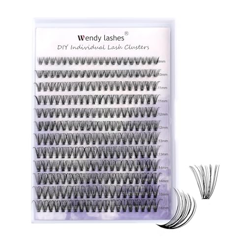 WENDY Lashes Clusters D Curl Lash Clusters 30D DIY Eyelash Clusters 8-16mm Cluster Eyelash Extensions Black Cluster Lashes Wispy Soft Individual Lashes Reusable At Home(30D-D,8-16mm Mixed)