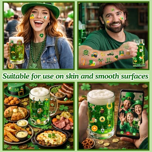 150 PCS St Patrick's Day Temporary Tattoos - Green Clover Shamrock