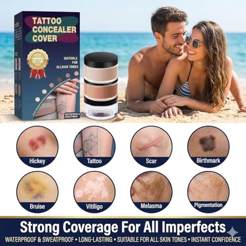 Waterproof Tattoo Cover Up Makeup Set - Full Coverage Concealer Cream