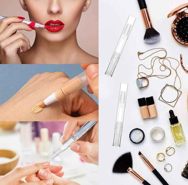 30 Pack 5 ML Cuticle Oil Pens, Empty Nail Oil Pen Transparent Twist Pens with Brush Tip Cosmetic Lip Gloss Containers Applicators Eyelash Growth Liquid Tube with Sticker