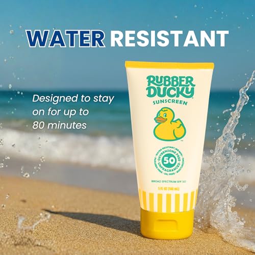 Rubber Ducky | Vitamin E Sunscreen with SPF 50, Water-Resistant Sunscreen for Face and Body | Broad Spectrum Lotion, Oil-Free Moisturizing, Alternative for Moisturizing Sunblock (1 pc., 5oz)