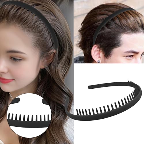 Drnytunk Unisex Hair Band 8Pcs Plastic Headband with Teeth Head Bands Combing Hairbands Wavy Outdoor Sports Headbands for Men's Hair Band Women Accessories Non Slip Head Band Headwear,Black and White