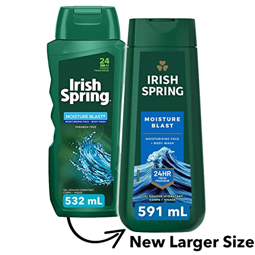 Irish Spring Moisture Blast Body Wash for Men, 20 Oz (Pack of 2)