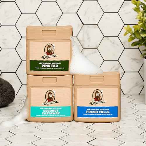 Dr. Squatch NEW Body Wash for Men with Nourishing, Natural Ingredients | No Paraben, Phthalate, Sulfate | All Day Moisturization | Fresh Falls, Coconut Castaway & Pine Tar (8 oz, 3-Pack)
