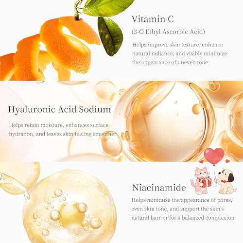 Vitamin C Face Serum & Essence by HONLINK, 5X Vitamin C with Niacinamide & Hyaluronic Acid, Lightweight Hydrating Serum for Dull Skin, Uneven Tone & Pores, Valentine¡¯s Day Skincare Gift for Her