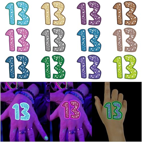 24 Glow in Dark Temporary Tattoos - 13 Birthday Party Favors