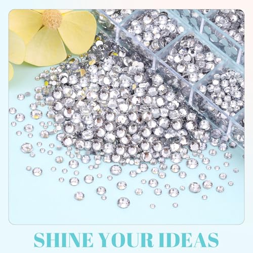 6100 Pcs Clear Flatback Resin Rhinestones Kit with B7000 Jewelry Glue