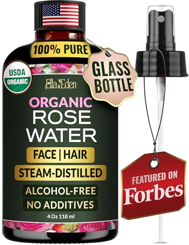 Organic Rose Water Spray for Face - 4 Fl Oz, USDA Certified