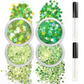 Allstarry 4-Color Green Face Glitter Set with Adhesive