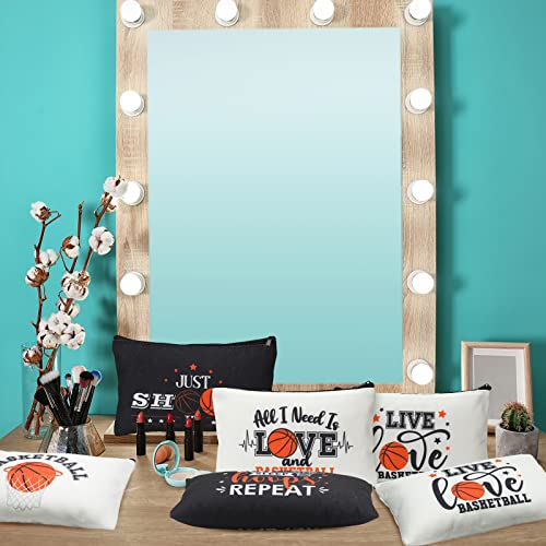 Moukeren 18 Pcs Basketball Gifts for Women Girls Basketball Makeup Bag Accessories Funny Travel Bags Cosmetic Zipper Pouch for Team Players Sport Lovers, 8.27 x 5.12 Inch