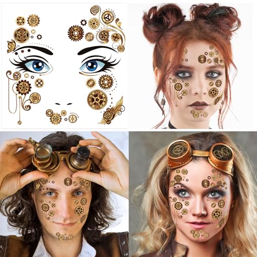 Steampunk Temporary Tattoos Face Tattoos Sheet Set