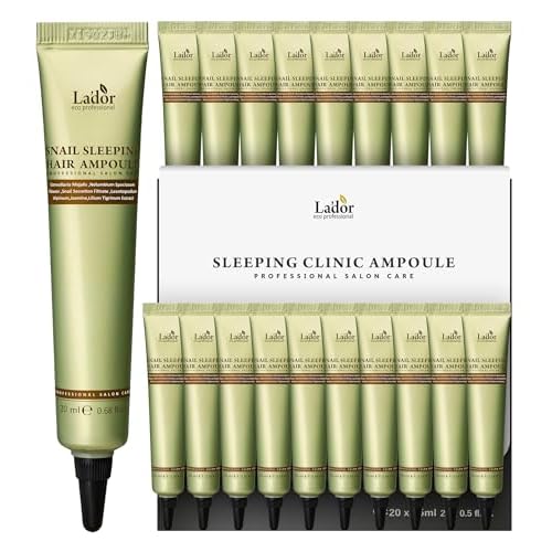 LADOR Snail Sleeping Hair Ampoule Serum - Intensive Overnight Leave-In Mask - Treatment for Frizzy Dry Damaged Thinning Hair Korean Haircare