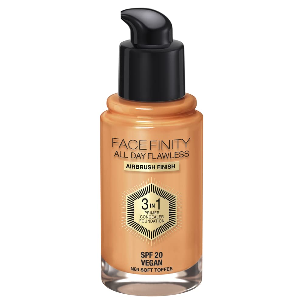 Max Factor Facefinity 3-in-1 All Day Flawless Liquid Foundation, SPF 20-84 Soft Toffee, 30 ml