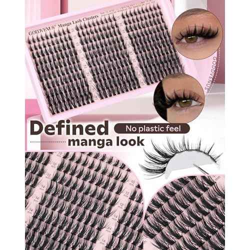Manga Lash Clusters Natural Wispy 300 Pcs Fairy Eyelash Clusters 10-16mm Fluffy Cluster Eyelash Extensions Anime Cosplay No Plastic Feel Individual Lash Extension CC Curve